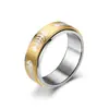 Anillo giratorio de acero titanio y acero inoxidable de doble capa con diseño de espina de pez, europeo y americano, de moda, para aliviar el estrés, joyería de dos colores al por mayor