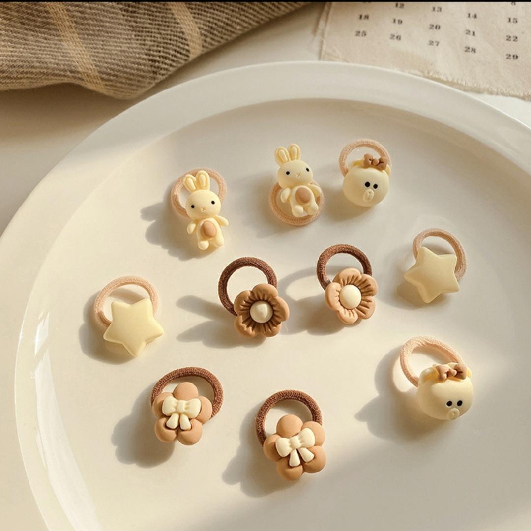 10件套~咖色儿童皮筋