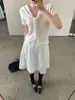 Camiseta de Punto Manga Corta Color Sólido Versátil Estilo Coreano Tg Reductora de Edad Adelgazante Aspecto Cinta Cuello Azul Marino para Mujer Estilo Primavera 2026 26588