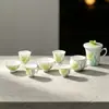 Taza de Té Mojing Estilo Chino Pintada a Mano Flor de Lirio Borde de Cerámica, Taza de Té de Cerámica para el Hogar, Taza Individual para Juego de Té Kung Fu