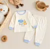 2026 Nuevo Conjunto de Ropa Interior Infantil Sin Costuras Estilo Coreano Otoño e Invierno Algodón Puro Caliente Pijamas de Bebé Ropa para el Hogar