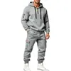 Conjunto de invierno para hombre de estilo casual deportivo europeo y americano, holgado, cálido, con capucha y pantalón casual, en stock