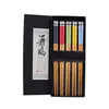Pares de Hashi de Bambu Estilo Japonês, Antiderrapantes, Louça com Estampa Vintage para Uso Doméstico, Atacado