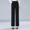 Pantalones de pana para mujer de mediana edad y mayores, mono de terciopelo acolchado, pantalones largos de cintura alta, pierna recta, primavera, otoño e invierno, pantalones de pierna ancha para madre, terciopelo
