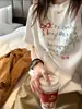 Camiseta Blanca de Verano para Mujer, Estampada, de Manga Corta, Holgada, Casual, Base, Moderna