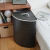 Nova Cesta Triangular Preta para Roupas Sujas, Balde de Armazenamento de Bambu Feito à Mão, Caixa de Armazenamento Multifuncional para Quarto e Sala de Estar