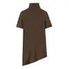 Z Estilo Europeu e Americano Transfronteiriço 2026 Nova Moda Elegante Roupas Femininas Atacado Camiseta Assimétrica de Gola Alta Três Cores 5578001