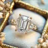Anillo Elegante de Lujo Ligero Estilo Palacio Cao Shi para Mujer, Venta Directa de Fábrica Joyería Popular, Anillo Cuadrado Geométrico Clásico