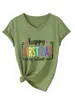Feliz primera llegada en stock camiseta versátil de mujer europea y americana con estampado de letras Amazon comercio exterior transfronterizo holgada de manga corta con cuello en V