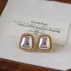 Pendientes de Plata de Ley S925 Moda Ins Circonita Corazón Geométrico Perla Pendientes Ligeros de Lujo de Gama Alta Exquisitos Versátiles para Mujer