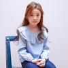 Camisa infantil de primavera y otoño con cuello de muñeca para niña, estilo coreano, camiseta grande para niña