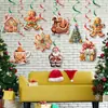 Set de Decoración Navideña Transfronterizo de Hombre de Jengibre Banner de Feliz Navidad Adorno de Panal Espiral