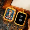 Tangka Pintado a Mano de Zaki Lhamo, Buda de la Riqueza Amarilla, Tara Verde y Ksitigarbha, Colgante de Tangka Personalizable