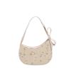 Bolso de paja estilo verano 2024, estilo coreano, estilo hada, bandolera con bordado de encaje texturizado.