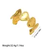 Pulsera de Acero Inoxidable Chapado en Oro de 18K de Estilo Nuevo Europeo y Americano que Conserva el Color para Mujer, Pulsera Abierta de Acero de Titanio con Diseño de Flor y Hoja de Gama Alta