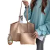 Celebridad de Internet ins Estilo Perezoso Bolso de Gran Capacidad Bolso Tote de Hombro Cuero Suave PU Bolso de Compras Bolso Grande de Moda