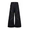 Oso Mágico Americano Luz Calle Alta Estilo RO Estampado de Leopardo Patchwork Sentido del Diseño Jeans Punk Pantalones Anchos Sueltos