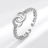 Joyería transfronteriza, anillo doble de moda europea y americana para mujer, personalizado, famoso en Internet, anillo de dedo dietético ajustable con apertura redonda hueca