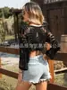 Ropa de protección solar Amazon transfronteriza, nueva moda de verano para mujer, cárdigan de punto de encaje para playa, vacaciones junto al mar, top fino de moda