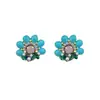 Pendientes de Plata de Ley 925 con Aguja Turquesa Vintage, Lujo Ligero, Gama Alta, Pendientes de Botón Elegantes, Diseño de Nicho, Pendientes Estilo Mediados de Siglo