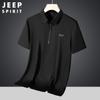JEEP SPIRIT Nova Camisa Polo Masculina de Manga Curta em Seda Gelo Lapela Solta Respirável Tamanho Grande Camiseta Masculina de Manga Curta