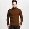 Comercio Exterior al por Mayor Transfronterizo Otoño e Invierno Suéter de Cuello Alto para Hombre Talla Europea y Americana Casual Color Sólido Raya Vertical Jersey Camisa de Punto Base Hombre