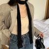 Estilo Coreano Otoño e Invierno Nuevo Bufanda Estrecha de Crochet Larga Tejida Lana Flor Cinta Decorativa Versátil Bufanda Pequeña para Mujer