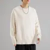 Suéter de Punto de Color Sólido con Cuello Redondo para Hombre, Nuevo para Otoño e Invierno, Holgado y Versátil, Casual, Estilo Japonés Retro, Suéter de Punto, Estilo Pareja