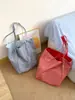 Bolsa Xadrez Brilhante de Dupla Face para o Verão, Nylon Vermelho Brilhante, Bolsa Grande Azul Fresco para o Dia a Dia, Bolsa Versátil Coreana