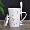 Taza de los Doce Signos del Zodiaco con Patrón Dorado Taza Cerámica con Tapa y Cuchara Taza de Agua para Pareja Foto Una Pieza Dropshipping Taza de Pareja