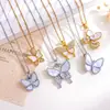 Collar Venta Caliente Transfronteriza Mariposa Zirconia Microincrustada Accesorios de Collar para Mujer Cadena de Clavícula Simple Nicho Gama Alta Accesorios para Mujer