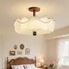 Lámparas Estilo Medieval Lámpara de Dormitorio Vidrio Perla Retro Americana Lujo Accesible Lámpara de Cristal 2025 Nueva Lámpara de Techo Francesa