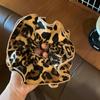 Dulce Fresca Chica Picante Doble Capa Leopardo Intestino Grueso Anillo para el Cabello Retro Elegante Cuerda Baja para el Cabello en Forma de Herradura Sentido Avanzado Flor para el Cabello Accesorios para el Cabello Cuerda para el Cabello