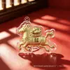 Chaveiro de ouro 999 puro "Fique Rico Logo", pingente de cavalo do zodíaco com fio vermelho, presente promocional feito sob medida para eventos corporativos