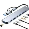 Estación de Acoplamiento Tipo-C 8 en 1 Hub Multifuncional Dos en Uno Lector de Tarjetas para Laptop Estación de Acoplamiento USB