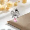Colgante de lágrima con lazo Sweetheart Bow de Henson, nuevo, incrustado de diamantes, joyería para piercing de hueso del oído de aleación de titanio