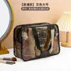 Bolsa de Cosméticos Impermeável Portátil de Viagem com Camada Dupla, Bolsa de Mão Portátil para Armazenamento, Necessaire Feminina de PVC com Separação Seca e Úmida