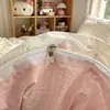 Juego de cuatro piezas de algodón de gasa de doble capa con sensación de nube al por mayor del fabricante, sábana y funda de edredón de gasa arrugada ultrasuave, juego de tres piezas para dormitorios de estudiantes