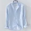 Camisa de Linho Japonesa Fina com Gola Alta para Primavera e Verão masculina, solta, respirável, casual, manga longa, algodão e linho, casaco, moda