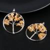 1673-Collar con colgante de árbol de la vida de grava de cristal natural, árbol de la fortuna de seda de colores para chakra, accesorios de joyería DIY