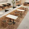 Restaurante de Macarrão Fast Food Cabine de Madeira Maciça Combinação de Mesa e Cadeira para Jantar Simples Moderno Restaurante Combinação Prática de Mesa e Cadeira