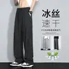 Pantalones de seda helada transpirables de secado rápido para cruzar fronteras, pantalones rectos finos de verano, pantalones largos casuales sueltos para hombre, protección solar deportiva