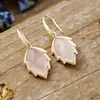Novos Brincos de Folha de Pedra Natural Ametista, Ganchos de Orelha, Brincos, Acessórios de Moda de Luxo Leve de Designers Europeus, Americanos, Japoneses e Coreanos