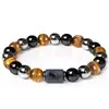 Pulseira Nova Amazon com Contas de Pedra Tripla Doze Constelações Olho de Tigre Hematita Obsidiana Pulseira Atacado Comércio Exterior