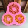 Molde de silicone DIY pequeno buquê de três rosas clássico molde para doces e bolos girado à mão ferramenta decorativa ovo