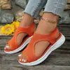 Sandalias de Mujer Transfronterizas en Stock Otoño/Verano 2025 Malla Suela Gruesa Slip-On Peep-Toe Fly-Knit Casual Deportivo Talla Grande Zapatos de Mujer
