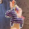Chaveiro Criativo de Pônei de Couro com Pedras Strass Desenho Animado Boneco de Máquina de Garra Bolsa Chaveiro de Carro Pequeno Presente