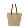 Bolsa de palha trançada, estilo de férias, grande capacidade, bolsa de ombro e bolsa de mão feminina para estudantes, bolsa tote casual estilo francês
