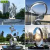 Escultura de Paisajismo de Acero Inoxidable Entrada de Edificio Estadio Grande Parque Escolar Espejo Metálico Escultura de Fuente Abstracta