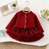 Conjunto de Niña Otoño e Invierno Nuevo Elegante Ropa Infantil Suéter de Punto Vestido de Princesa para Bebé Vestido Tutú Atuendo de Moda para Año Nuevo